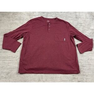 Ocean + Coast Shirt Mens XXL Red Long Sleeve Henley Pocket Cotton Blend Outdoors